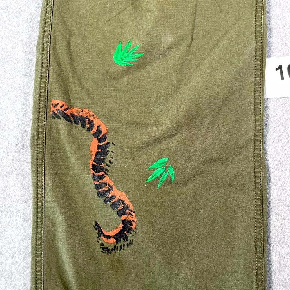 Vintage Polo Ralph Lauren Paratrooper Pants Hand Painted Tiger Japanese Kanji